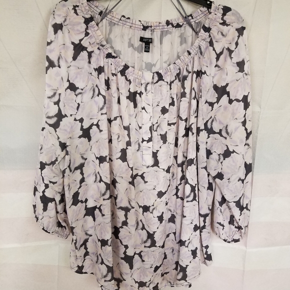 APT 9 Sz 2X Gray Lavender Blouse - Picture 1 of 7